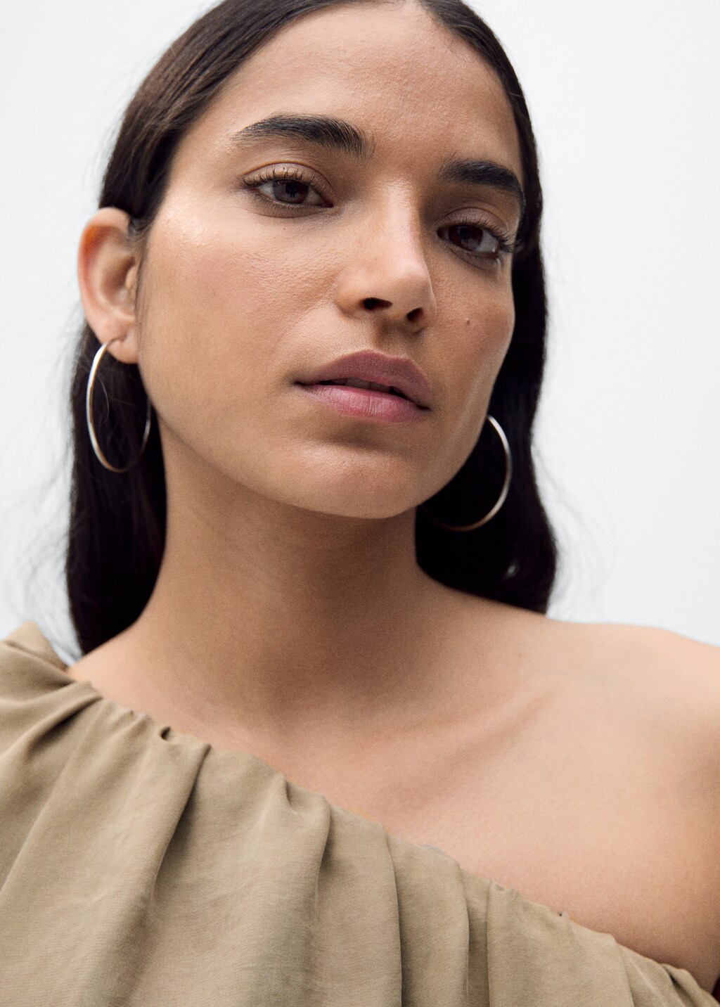 Long jumpsuit with asymmetrical gathered collar - Light/Pastel Grey