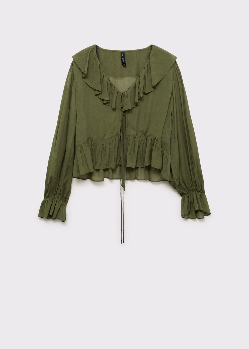 Ruffled blouse with bow closure - Ecru