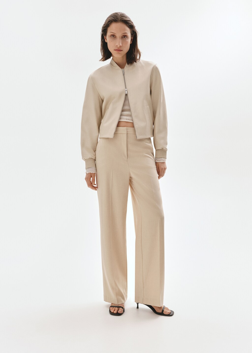 Low-waist wideleg trousers - Black