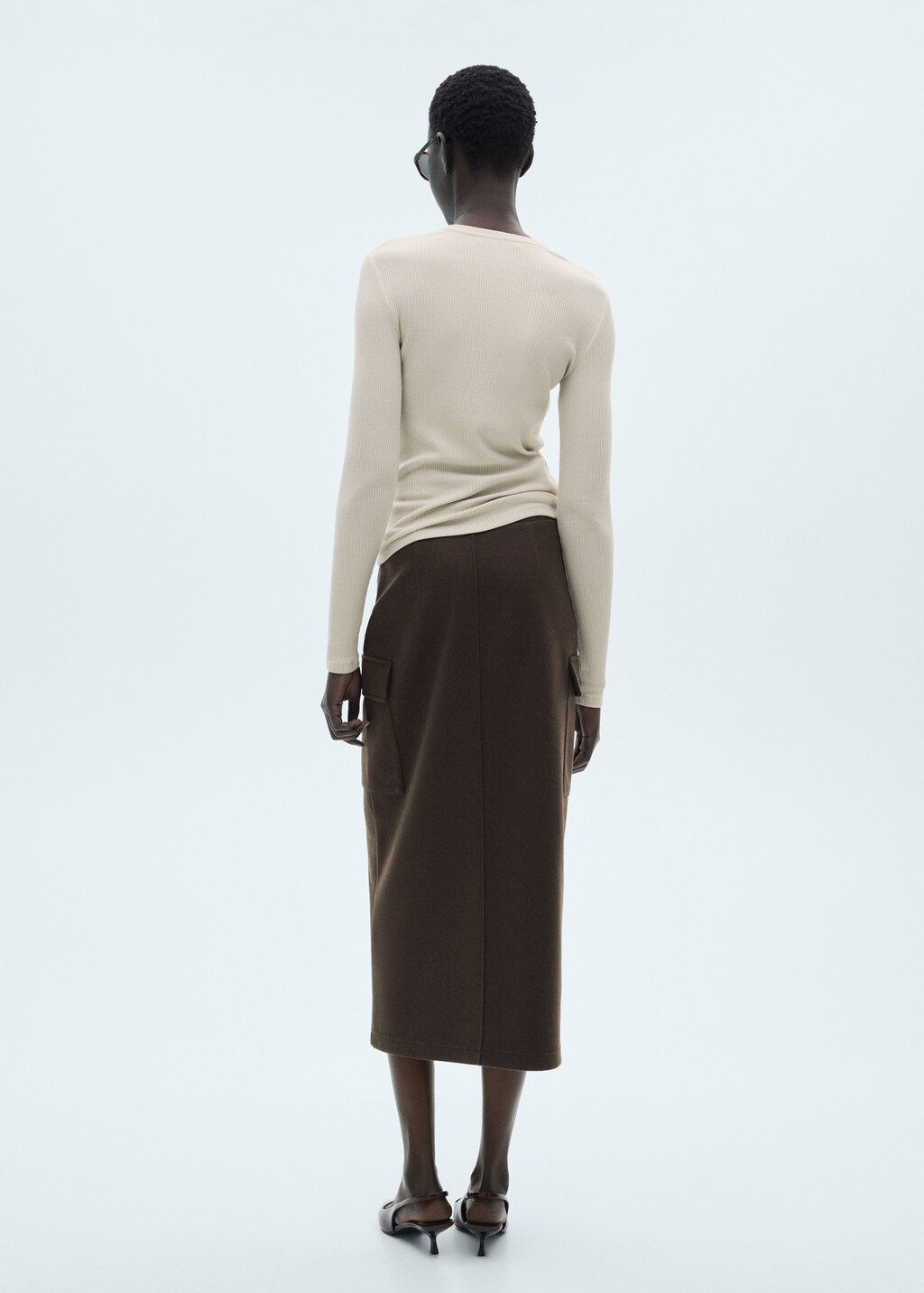 Ribbed long-sleeved t-shirt - Charcoal