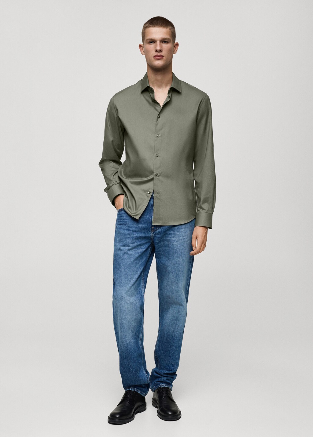 Regular-fit 100% cotton shirt - Green