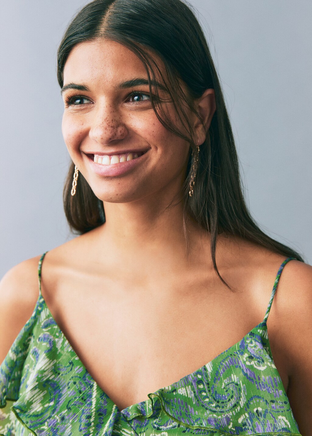 Ruffled midi dress - Green