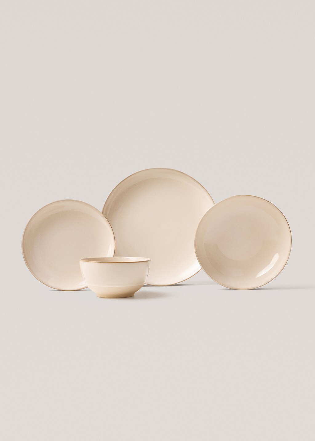 Stoneware soup plate with rim - Ecru