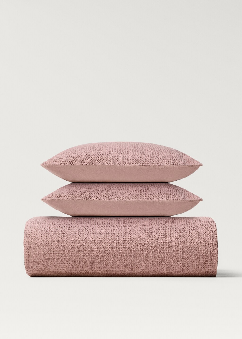 Cotton percale waffle duvet cover, 150 cm - Sand