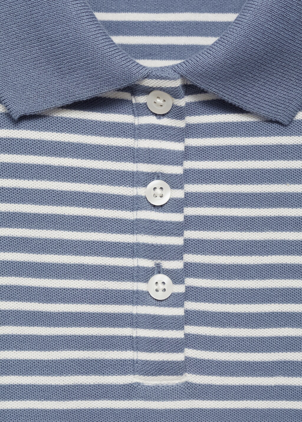 Striped cotton polo shirt - Petrol Blue