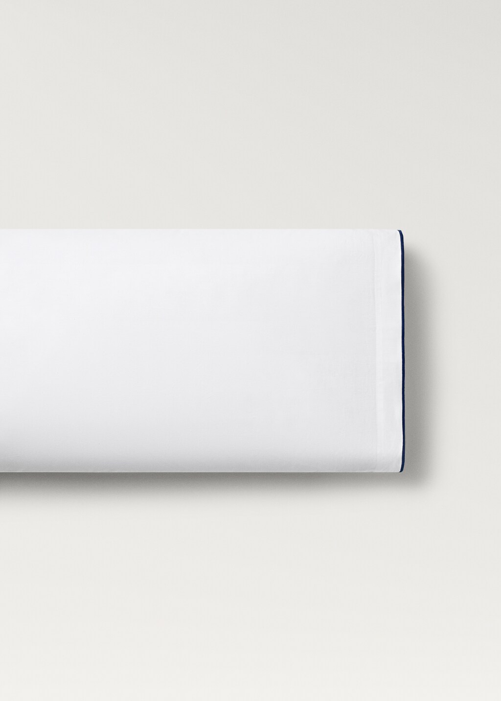 Cotton percale pillowcase with contrasting overlock stitching, 45x110 cm - Blue