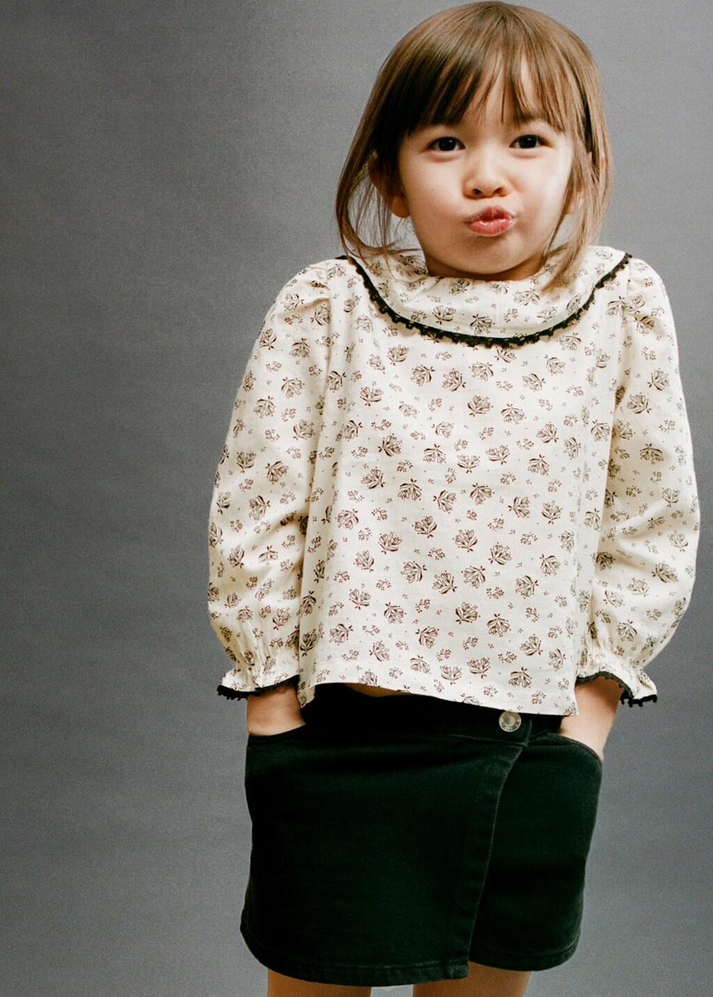 Floral cotton blouse - Ecru