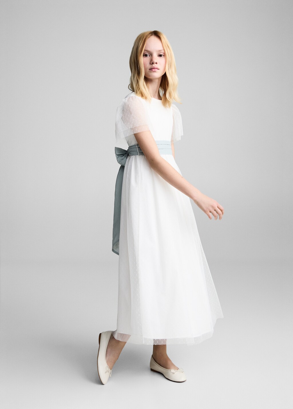 Bow Plumeti dress - White