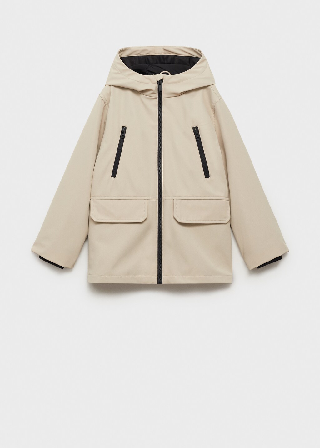 Hooded parka with pocket - Sand