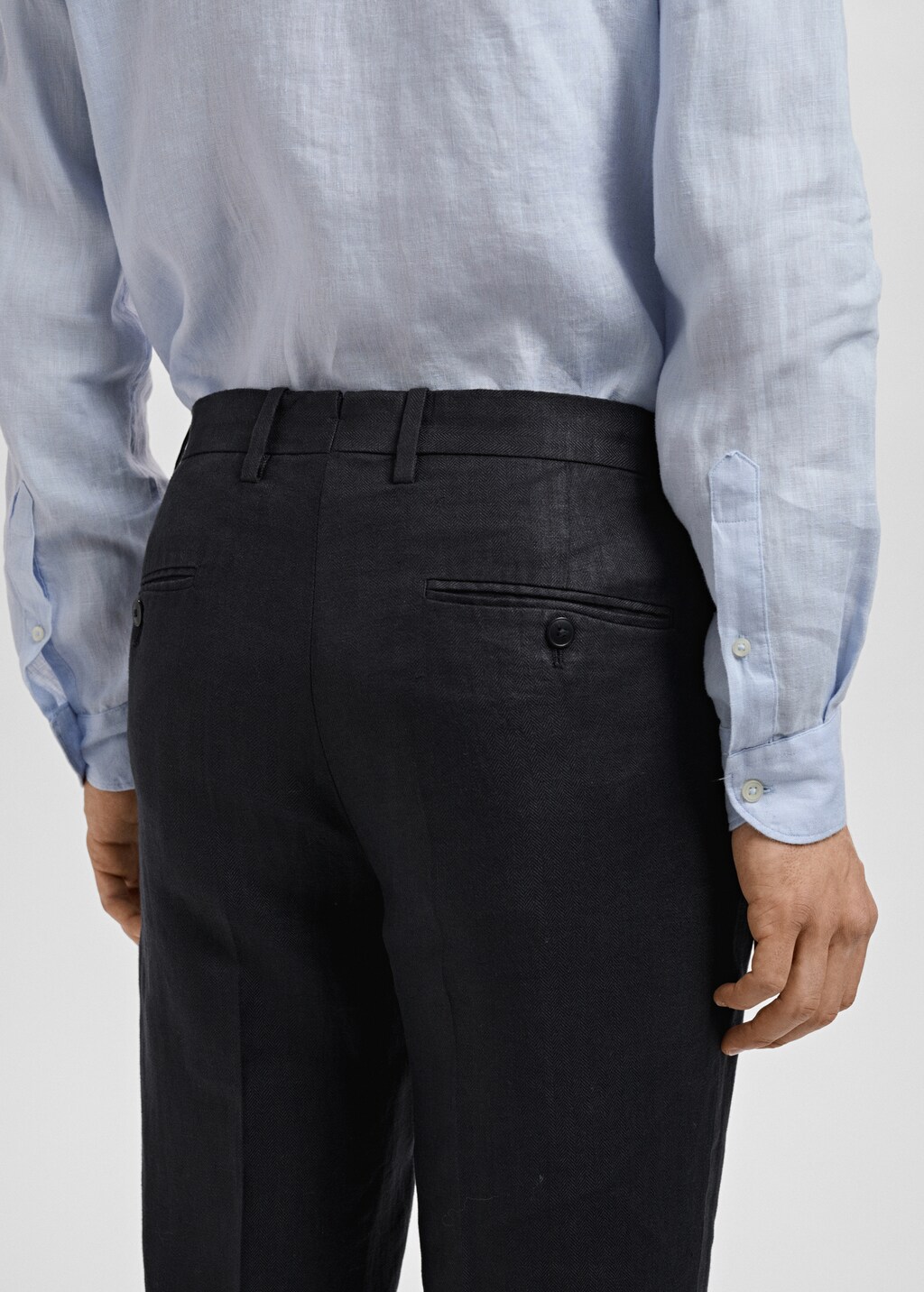 Slim fit 100% linen suit pants - Black