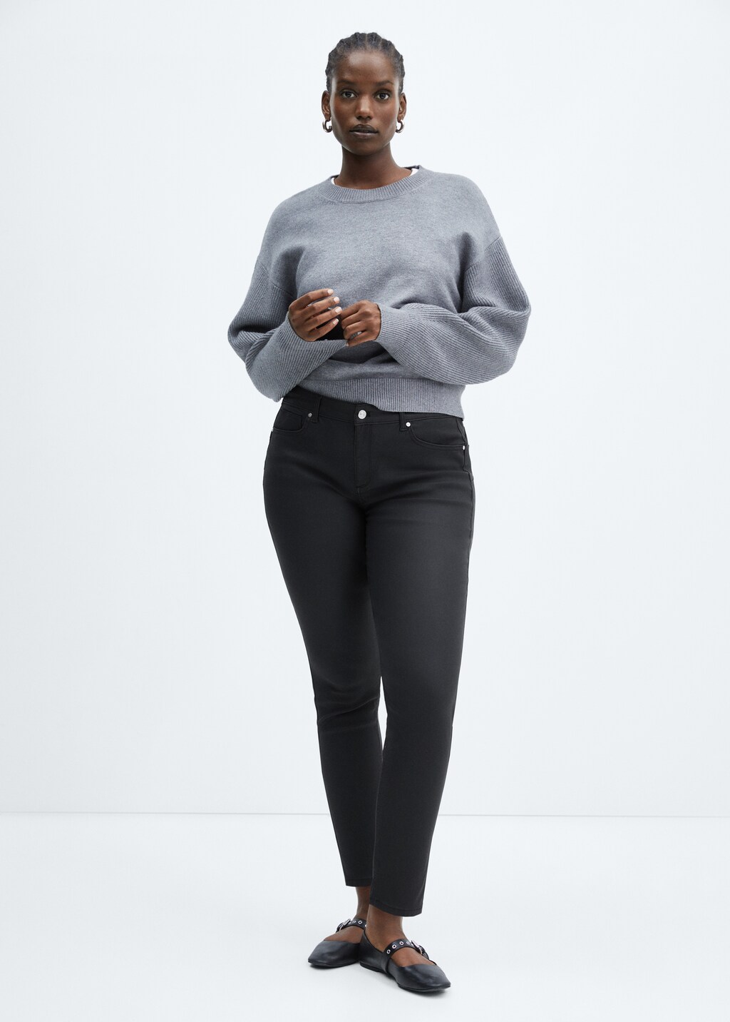 Waxed push-up skinny jeans - Black