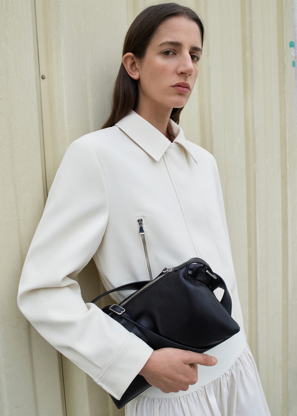 Cropped jacket with shoulder pads - Black