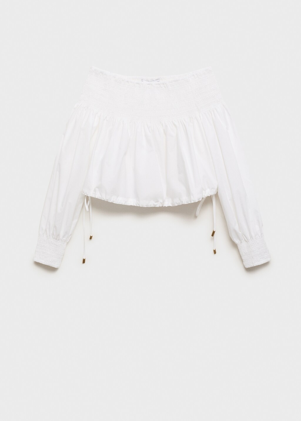 Gathered off-the-shoulder blouse - White