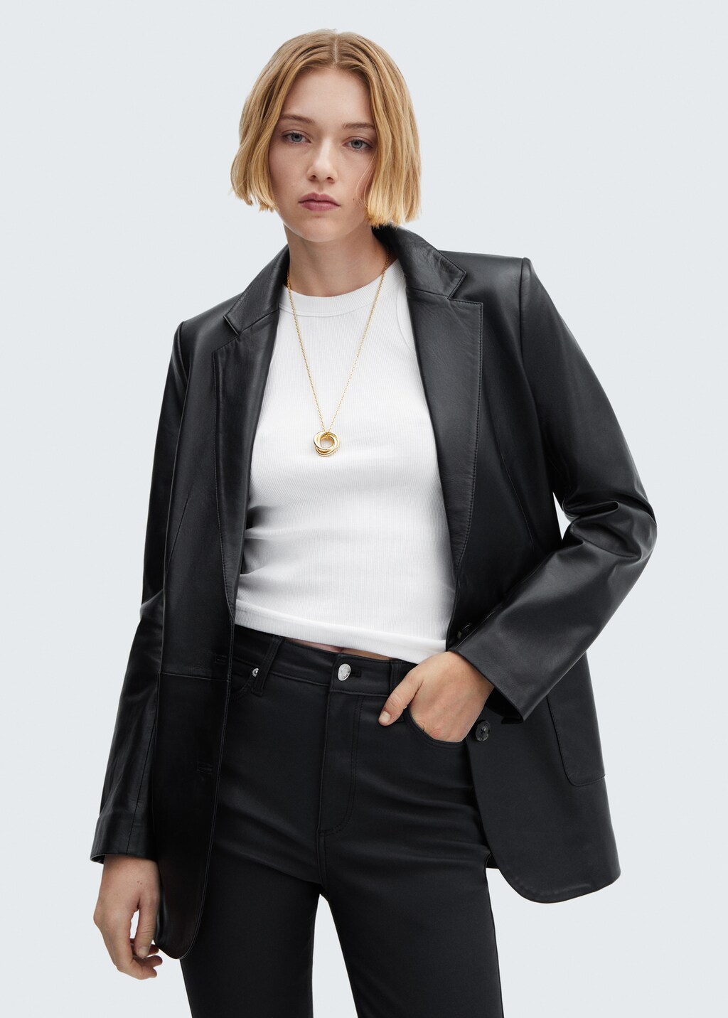 Waxed high-rise skinny jeans - Black