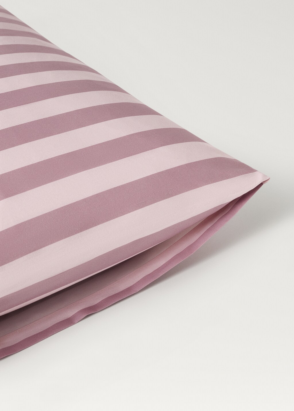Cotton percale thick-striped children's pillowcase, 50x75 cm - Pink