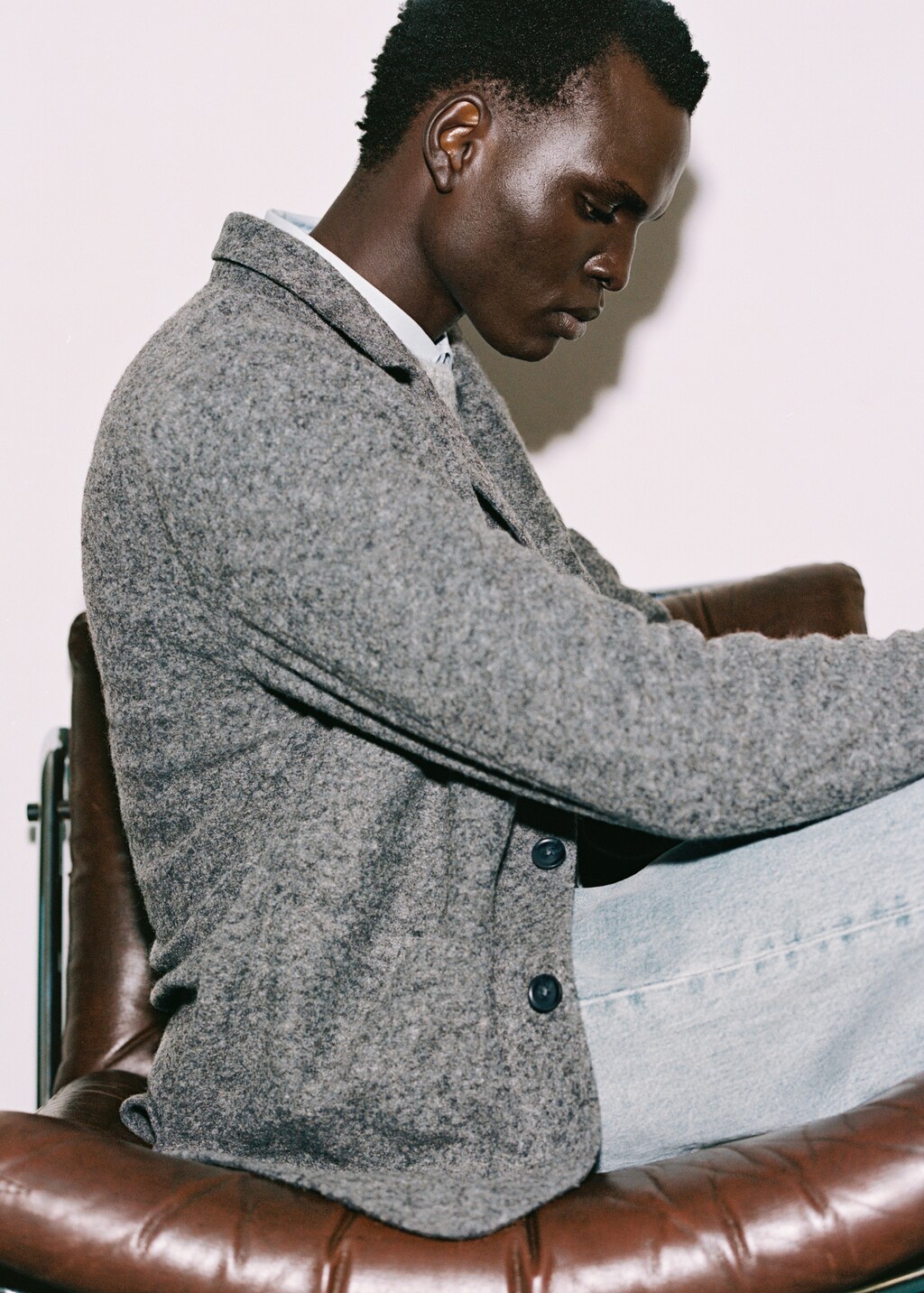 Slim fit flecked wool blazer - Grey