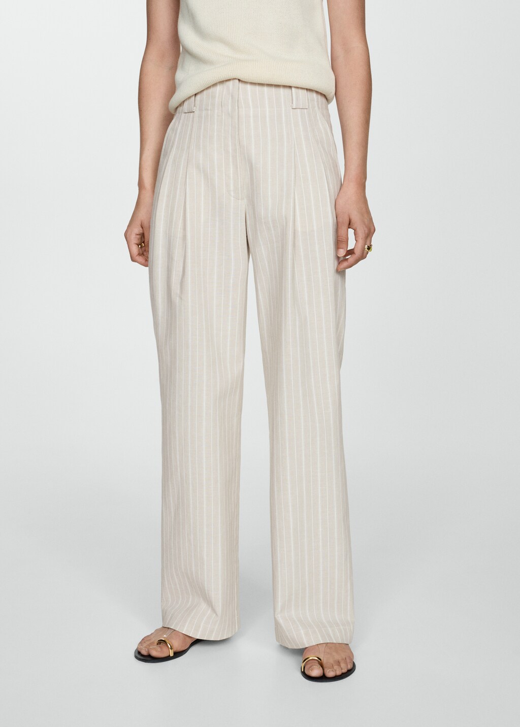 Straight striped trousers - Beige