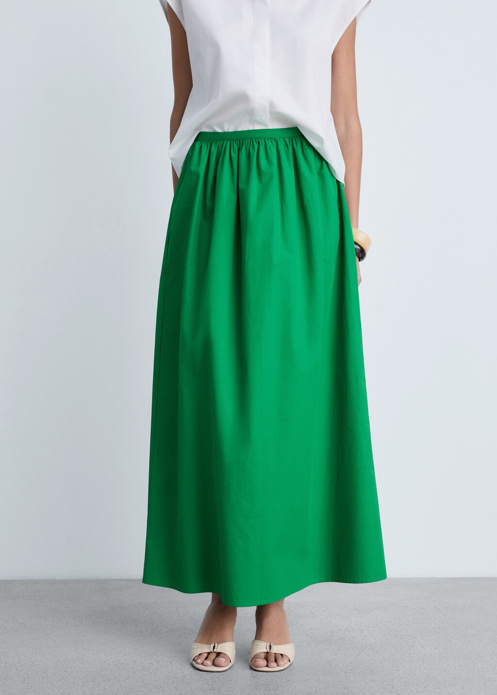 Flared cotton skirt - Green