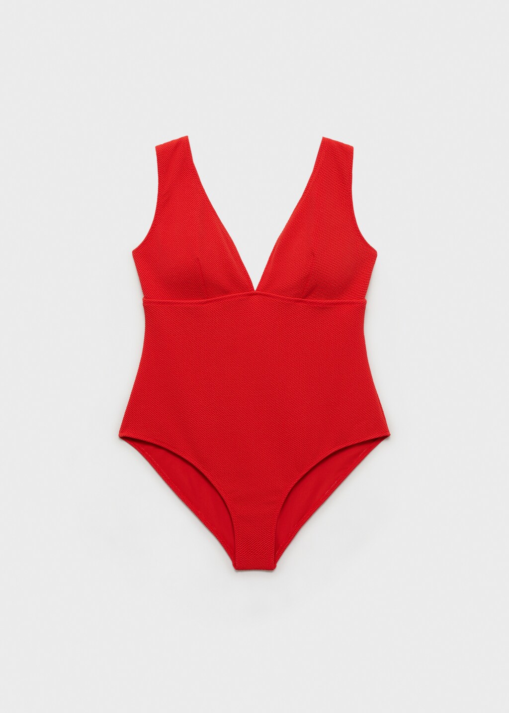Ribbed V-neck swimsuit - Red