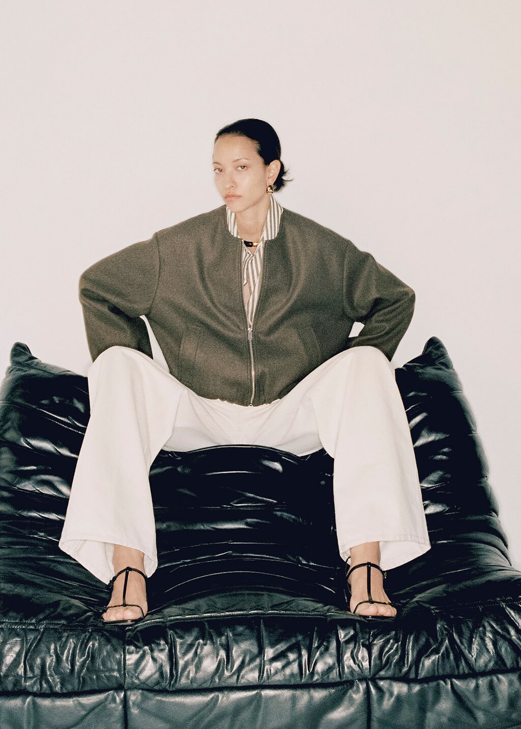 Gathered bomber jacket - Grey