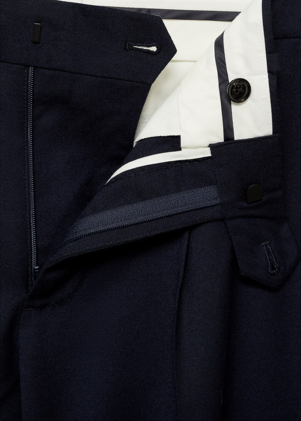 100% virgin wool flannel suit trousers - Dark Navy