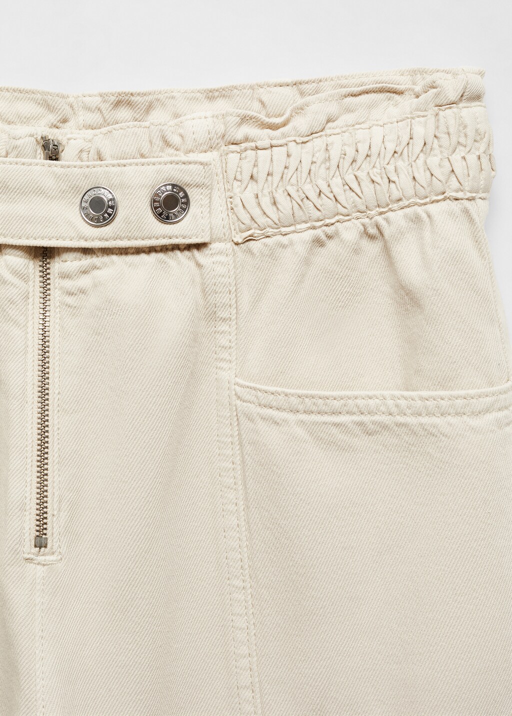 Slouchy jeans with elastic waist - Ecru