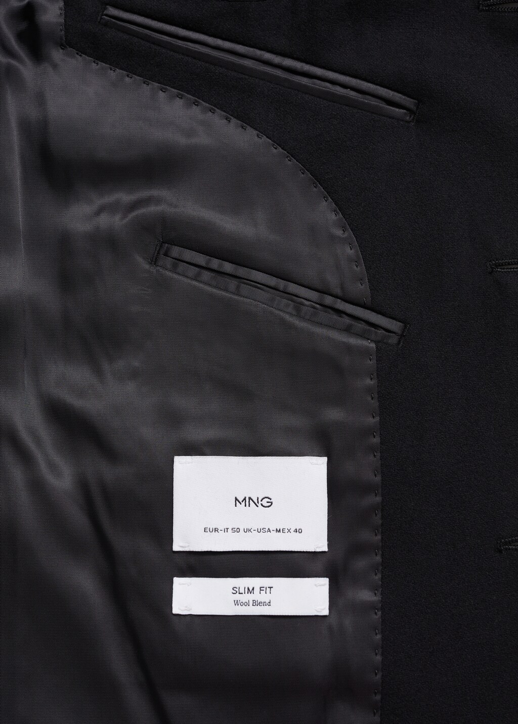 Recycled wool slim-fit jacket - Black