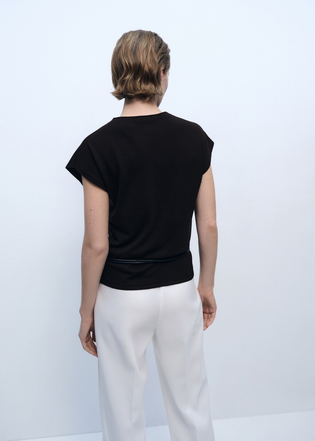 Sleeveless fine-knit sweater - Red