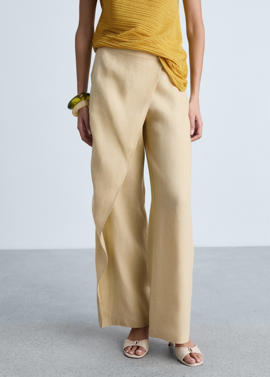 Linen crossover trousers - Sand