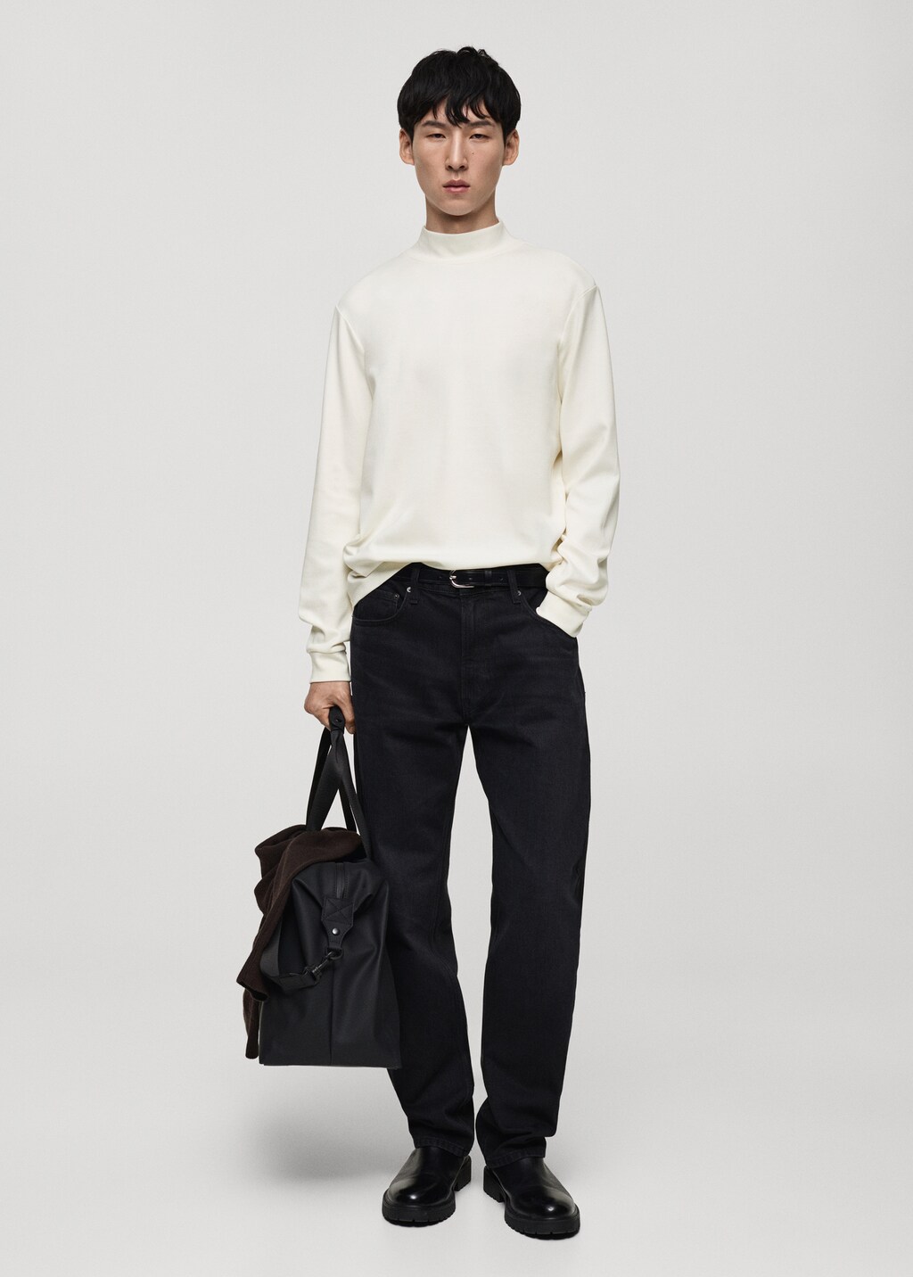 Perkins-neck long-sleeved t-shirt - Black