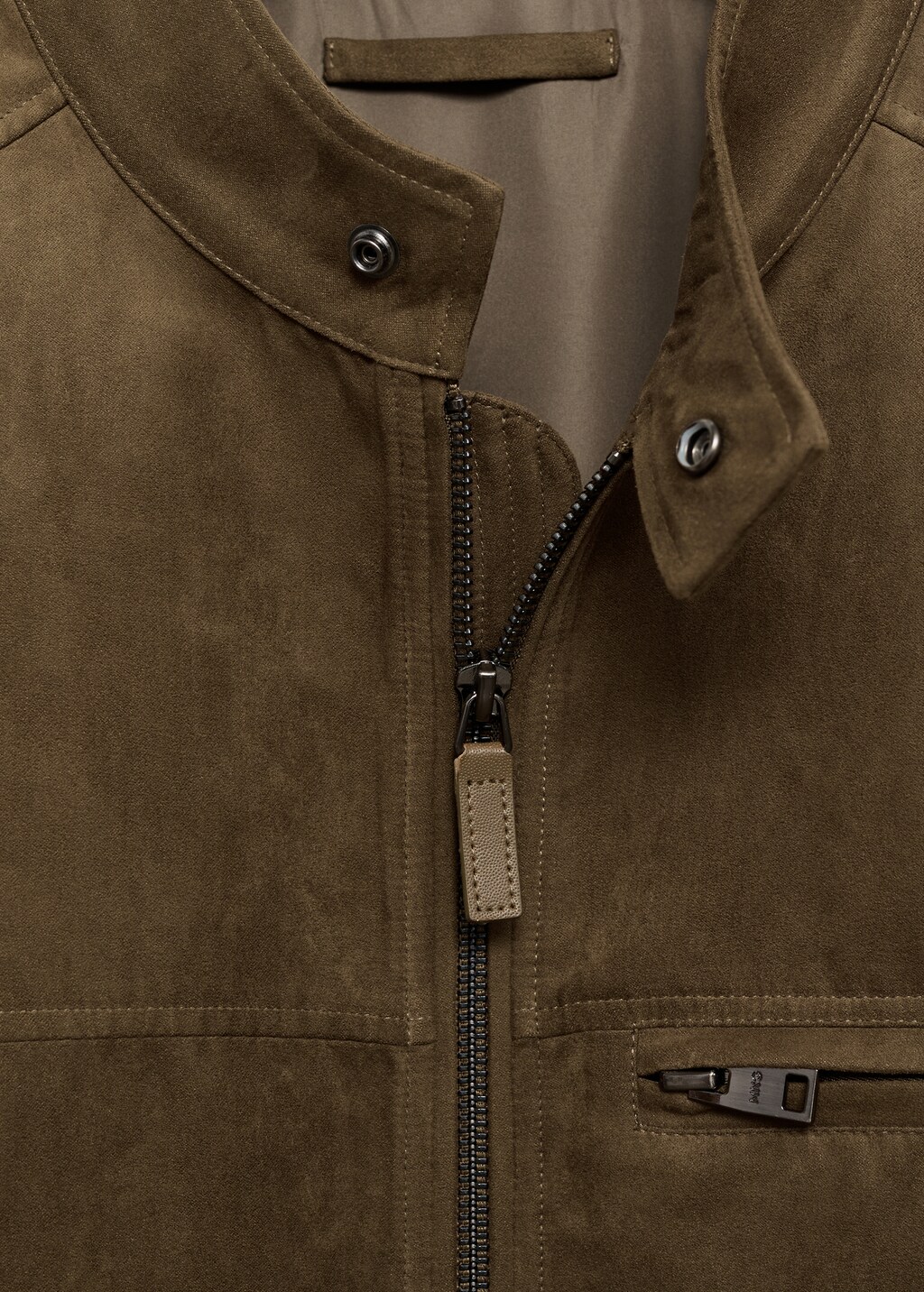 Suede-effect biker jacket - Beige