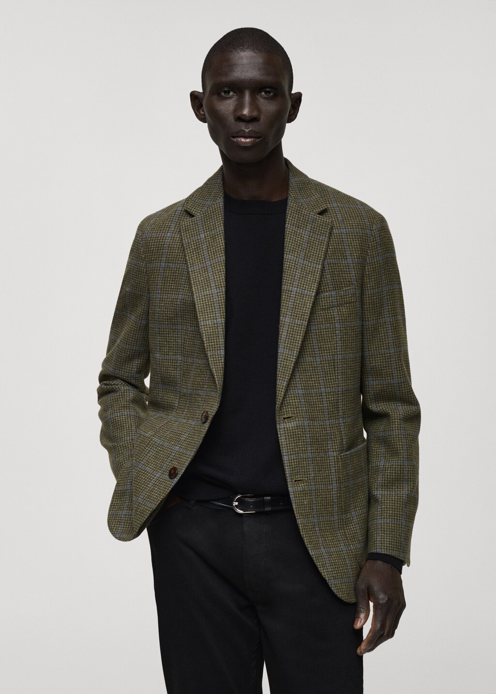 Slim fit wool houndstooth blazer - Green