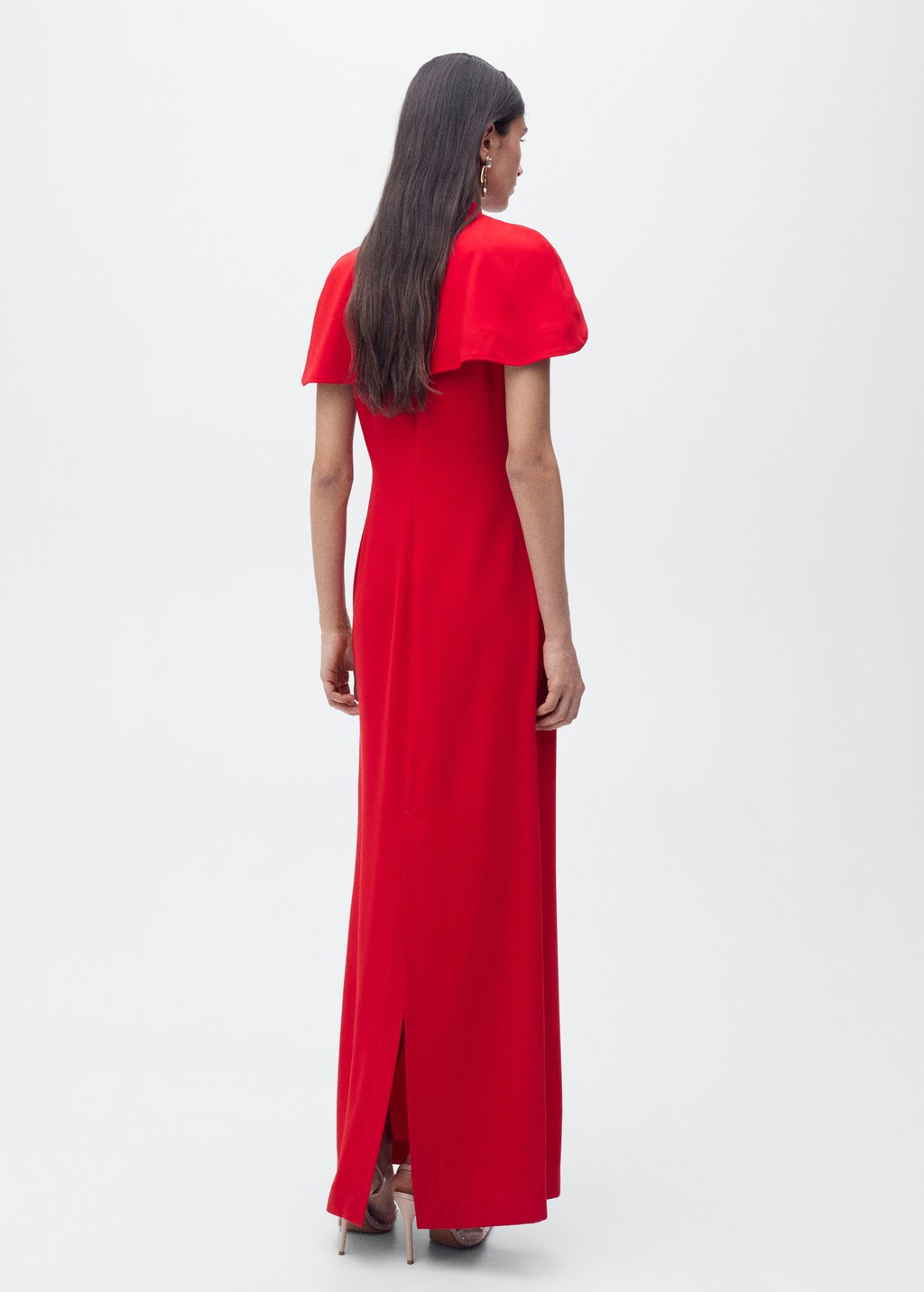 Straight dress with cape collar - Red