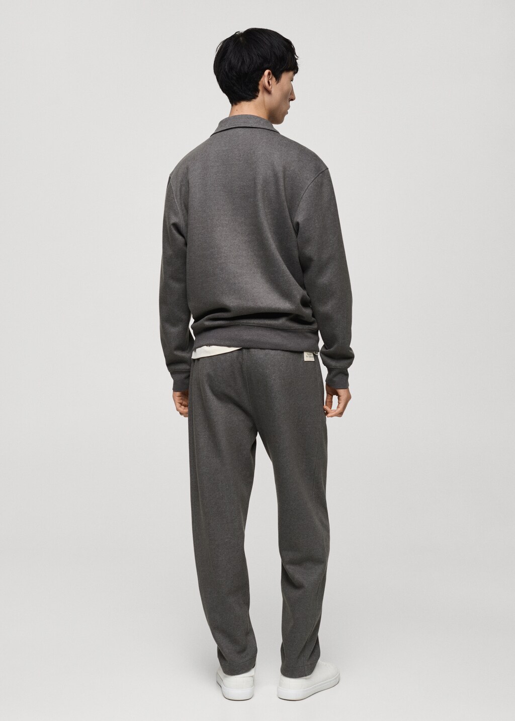 Cotton joggers embroidered detail - Medium Heather Grey