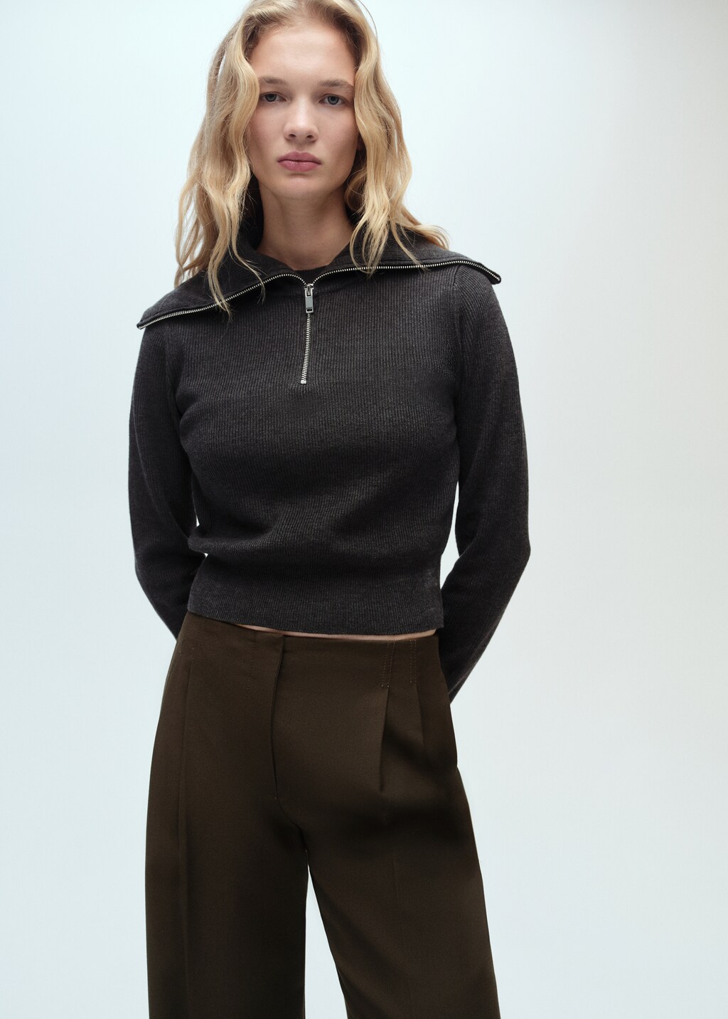 Wideleg suit trousers - Khaki