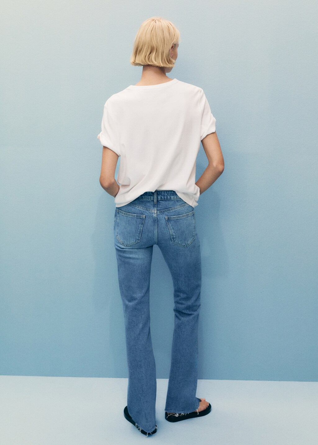 Fiona flared mid-rise jeans - Black denim