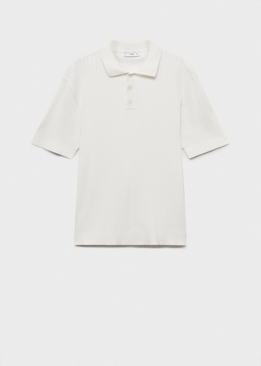 Fine-knit ribbed cotton polo shirt - White
