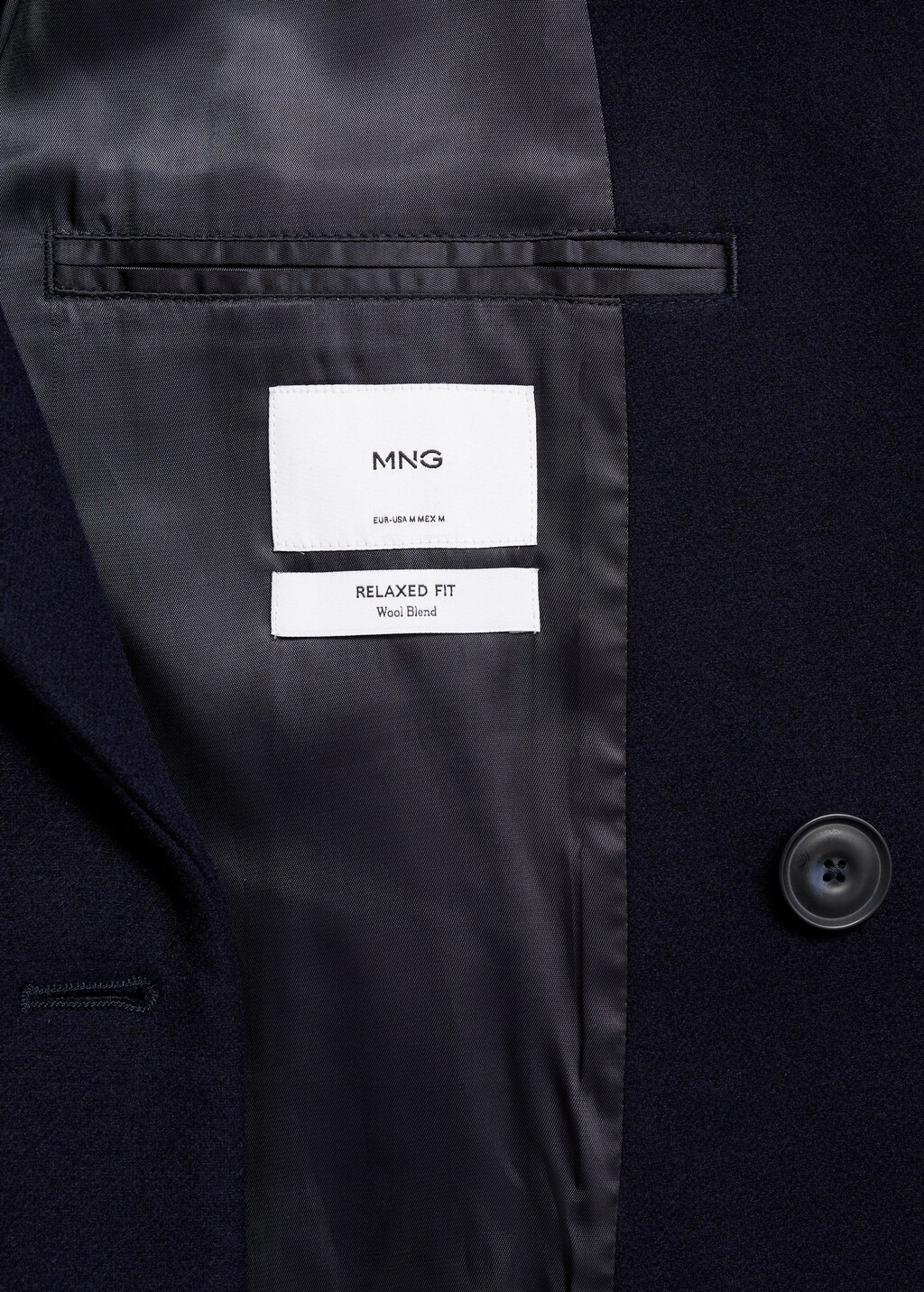 Relaxed-fit long wool coat - Navy