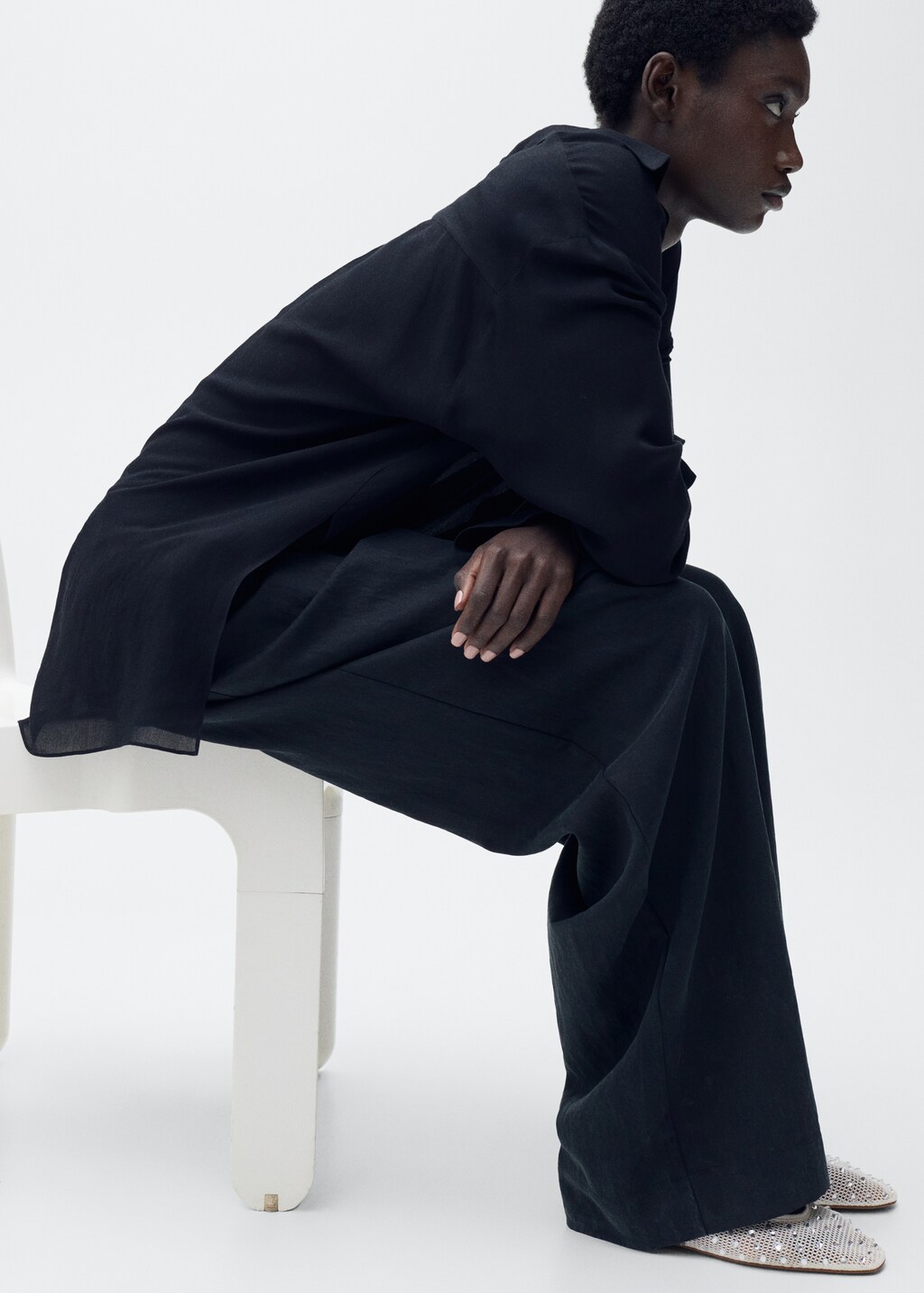 Mesh shoes with rhinestone detail - White