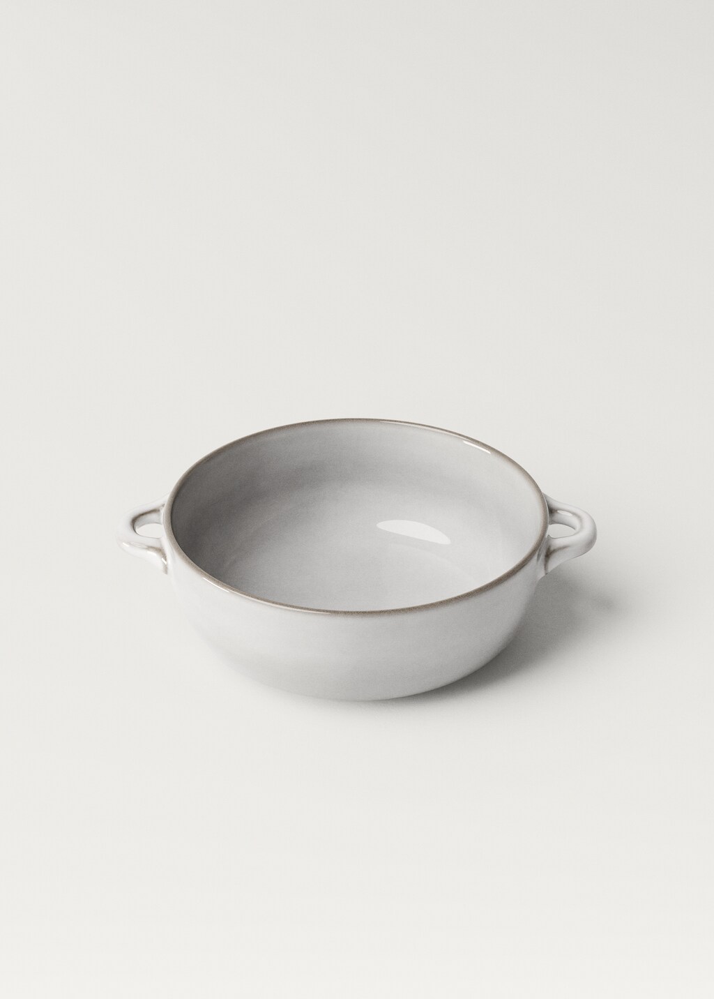 Bowl stoneware casserole rim contrast small - White