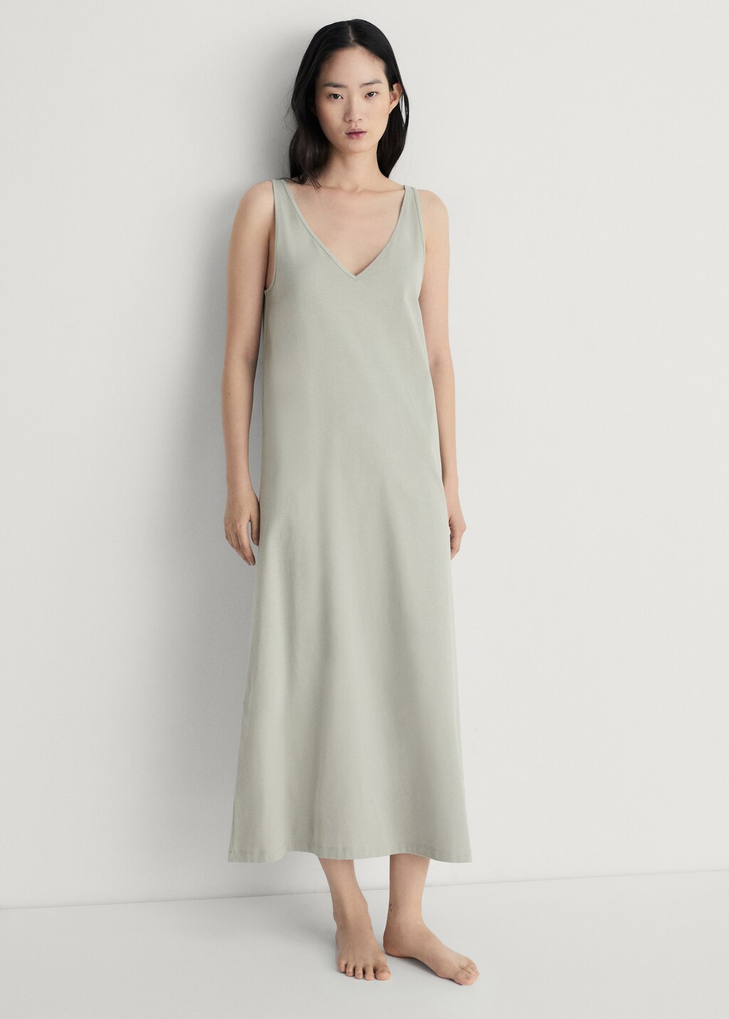 Cotton dress with soft finish - Salmon