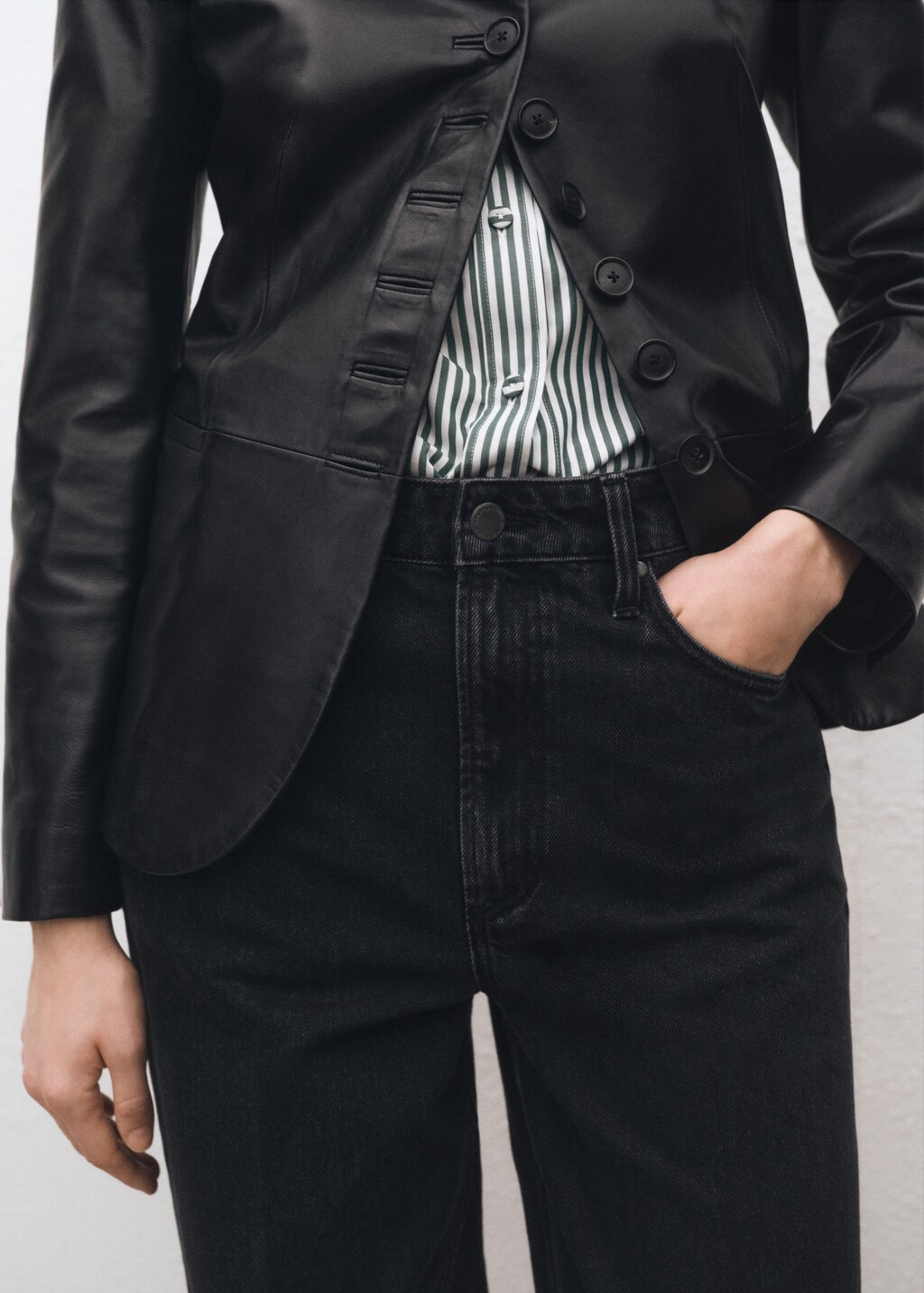 High waist straight jeans - Black denim