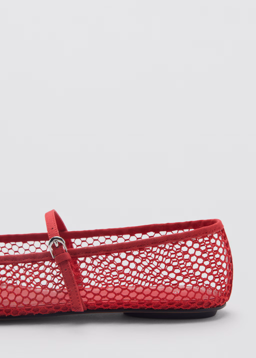 Mesh ballerina flats with buckle strap - Black