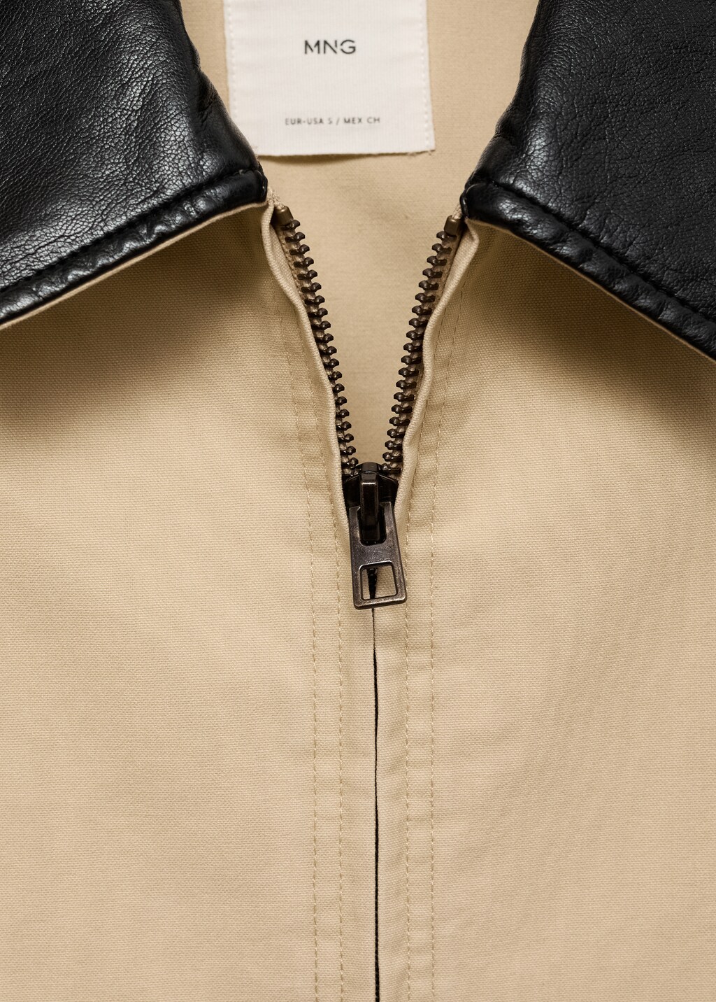 Cotton jacket with contrasting collar - Khaki