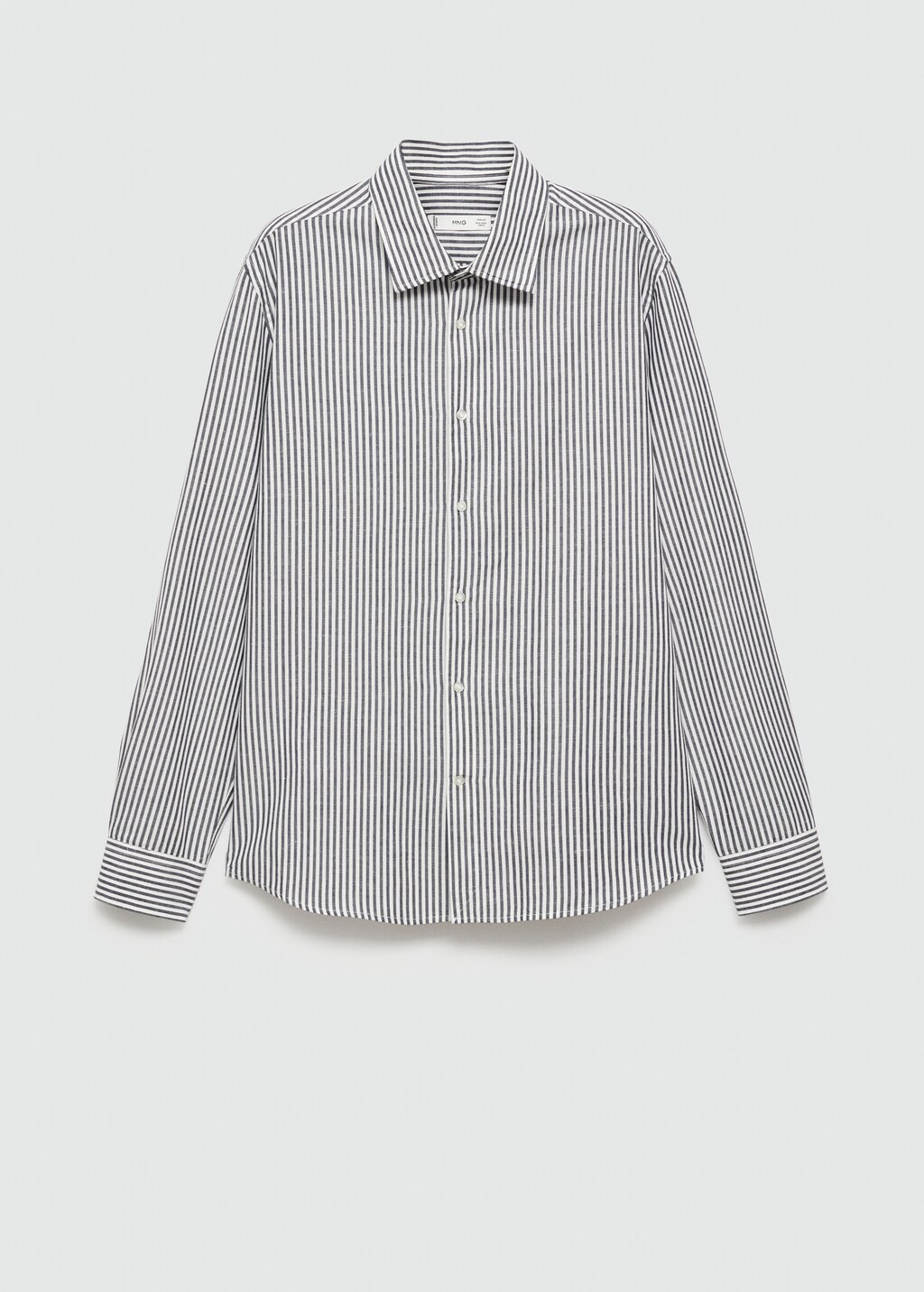 Regular-fit striped cotton-linen shirt - Khaki