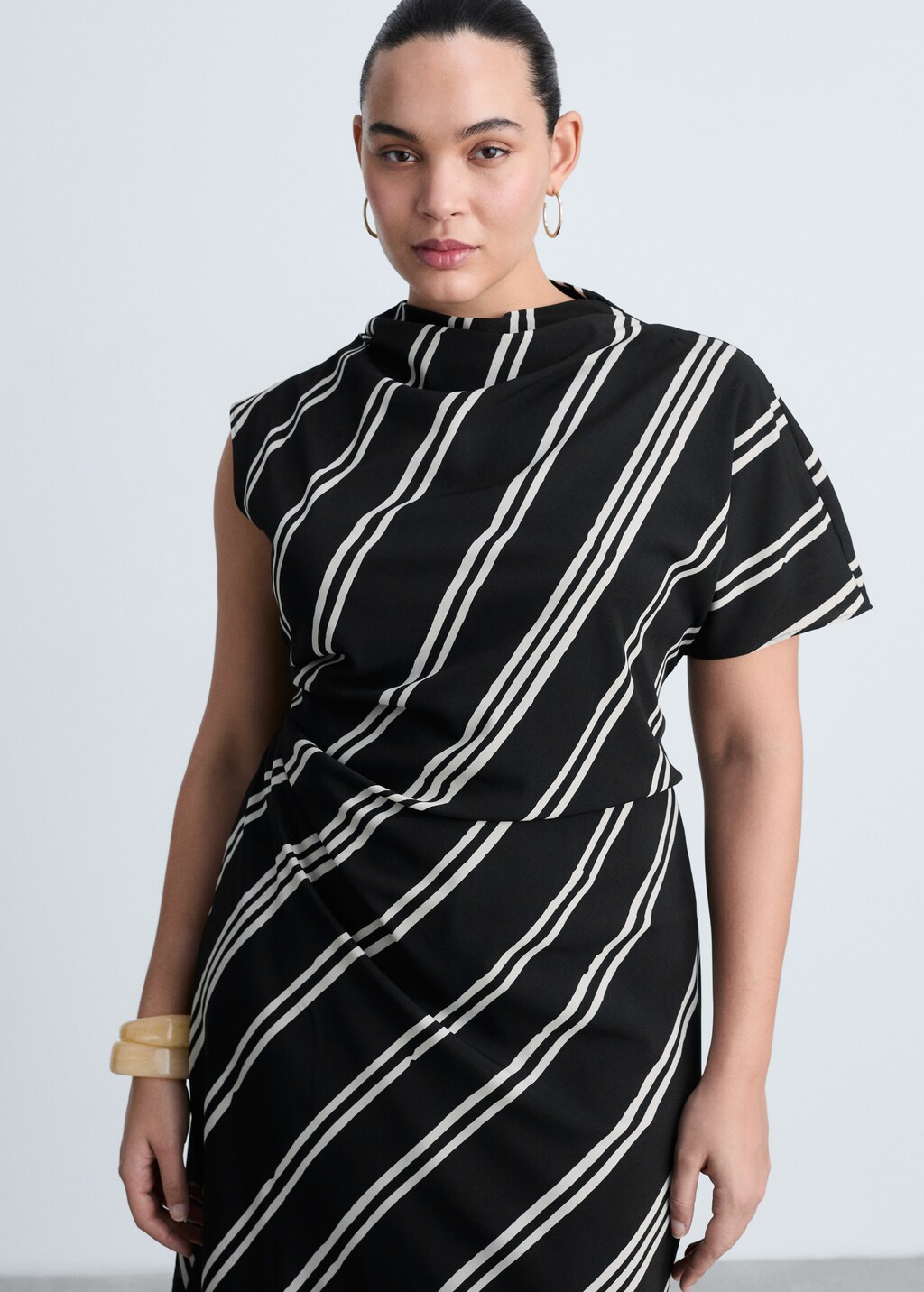 Stripe-print midi-dress - Black