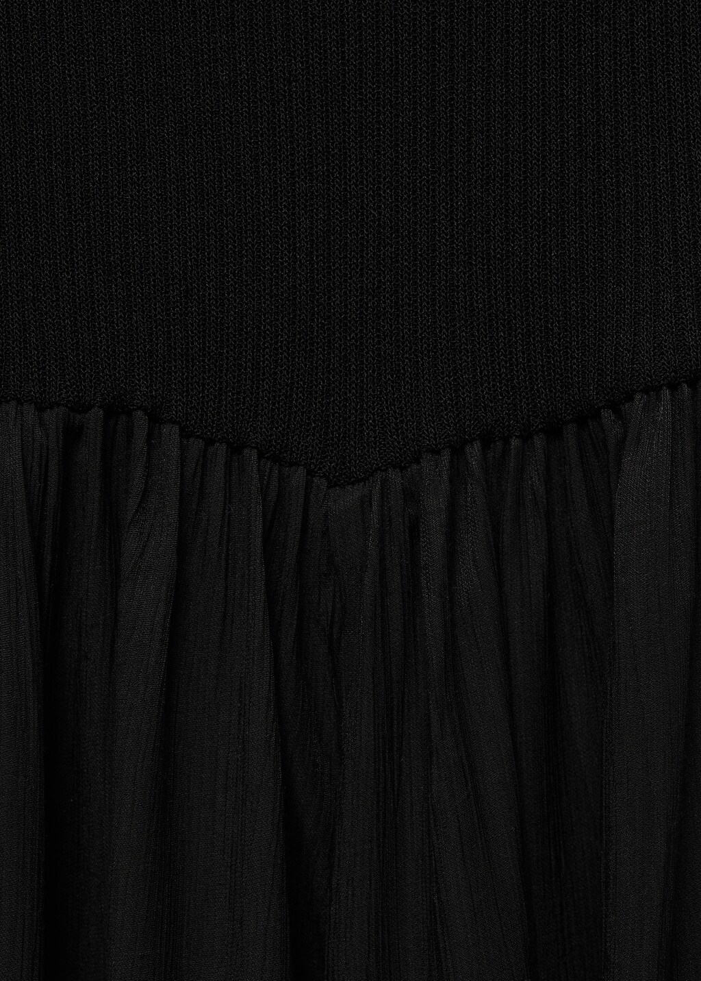 Off-the-shoulder dress in combined fabric - Black