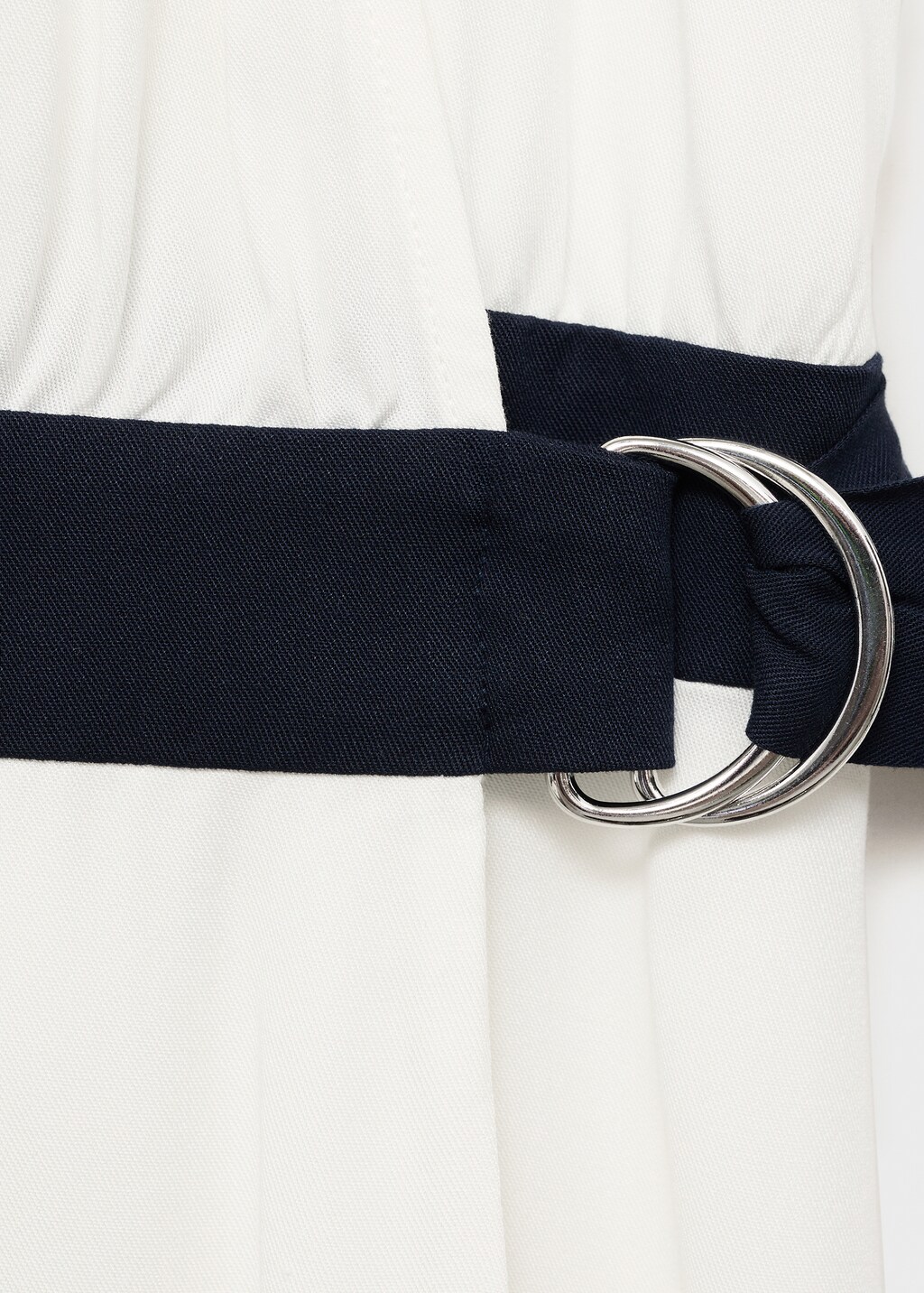 Contrast belt dress - White