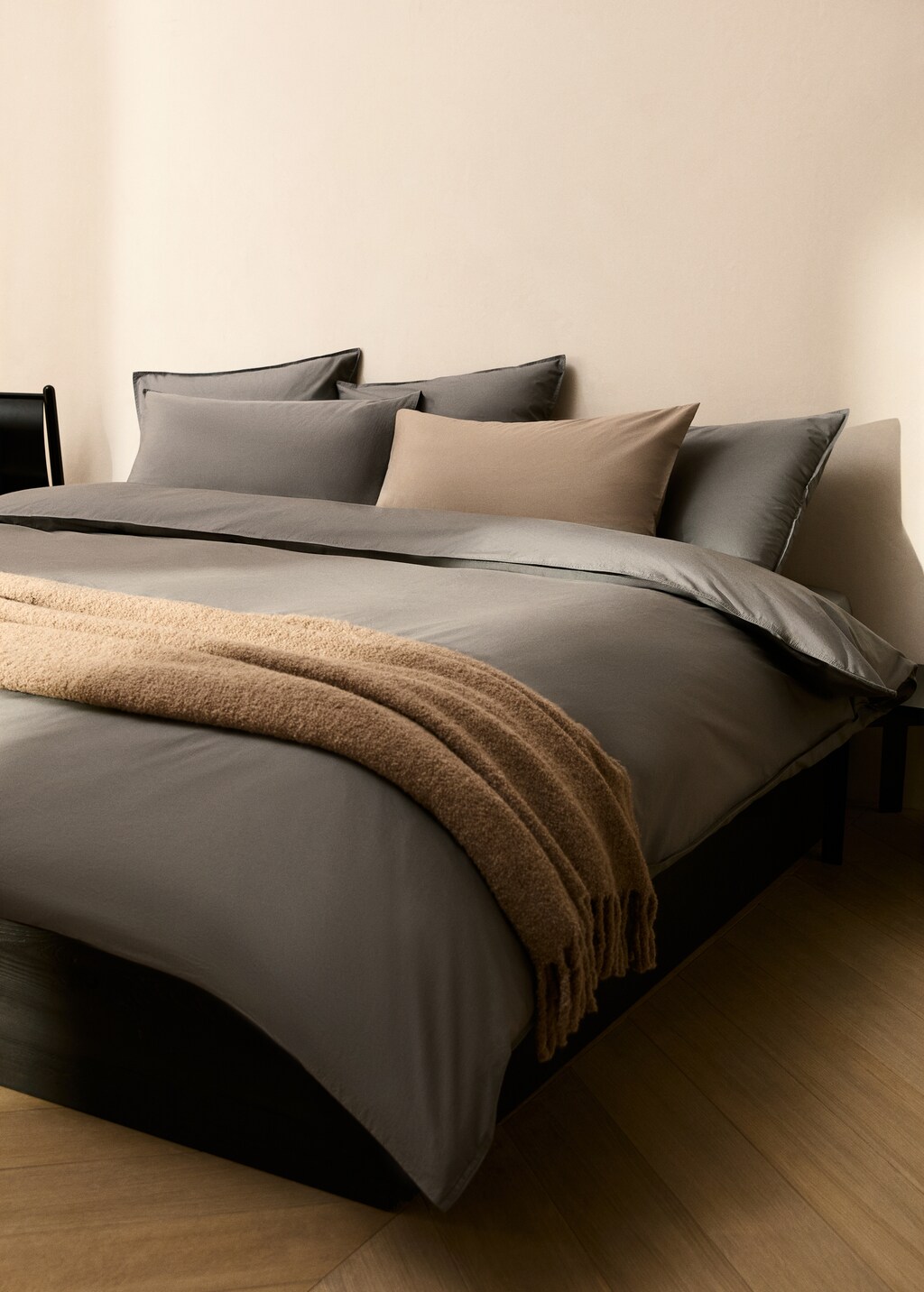 Cotton poplin double-stitched children's duvet cover for 180/200 cm bed - Caramel