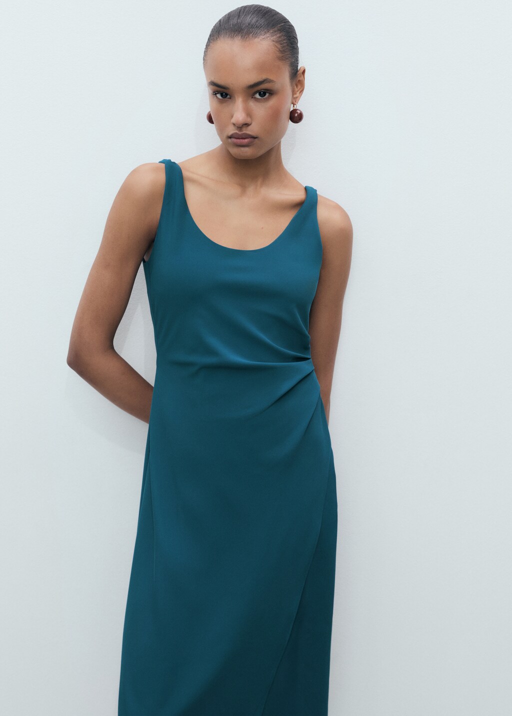 Ruched midi dress - Petrol Blue